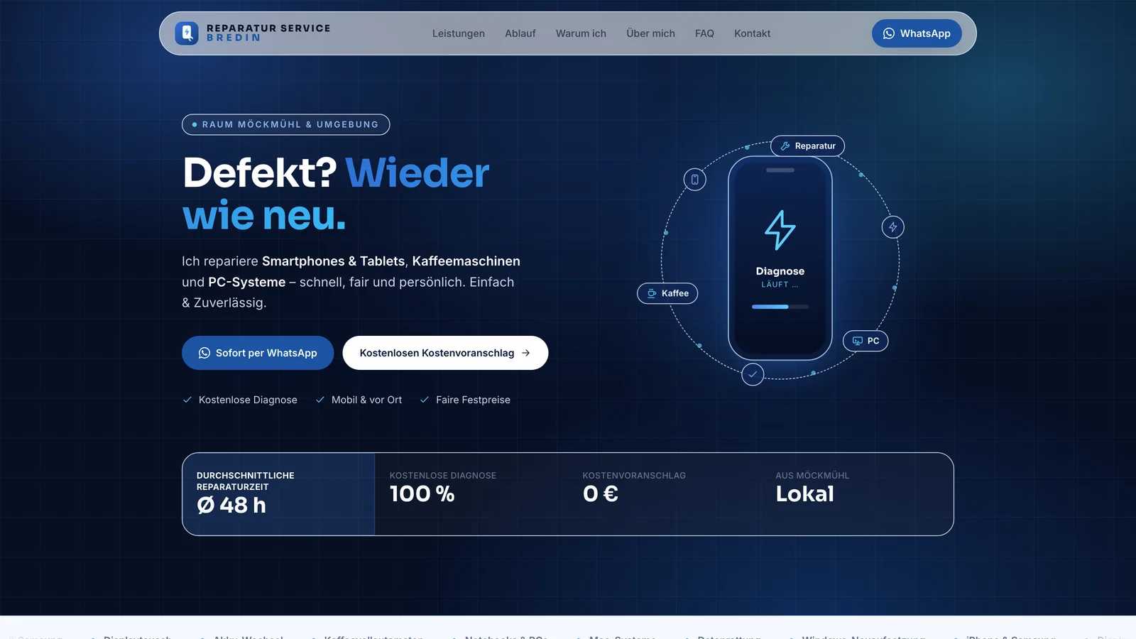 Website-Vorschau: Reparatur Service Bredin